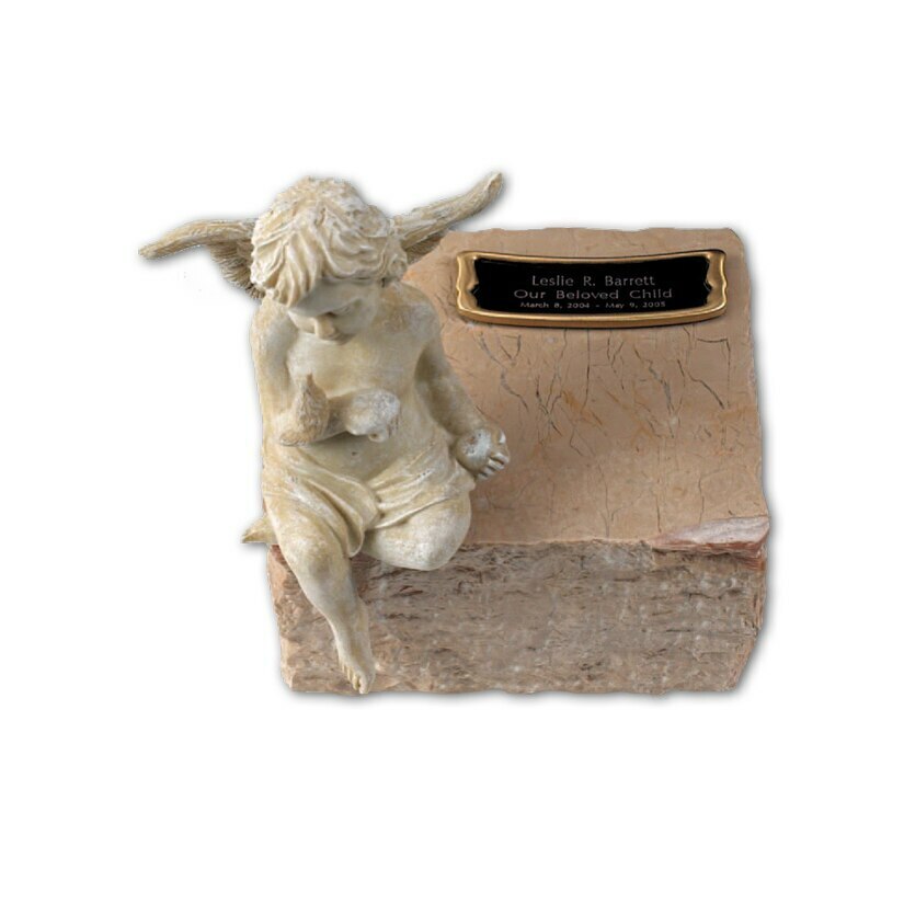 The Alabast Angel Infant Urn - Cream Marble