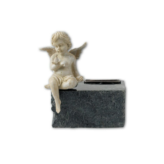 The Alabast Angel Infant Urn - Black Marble