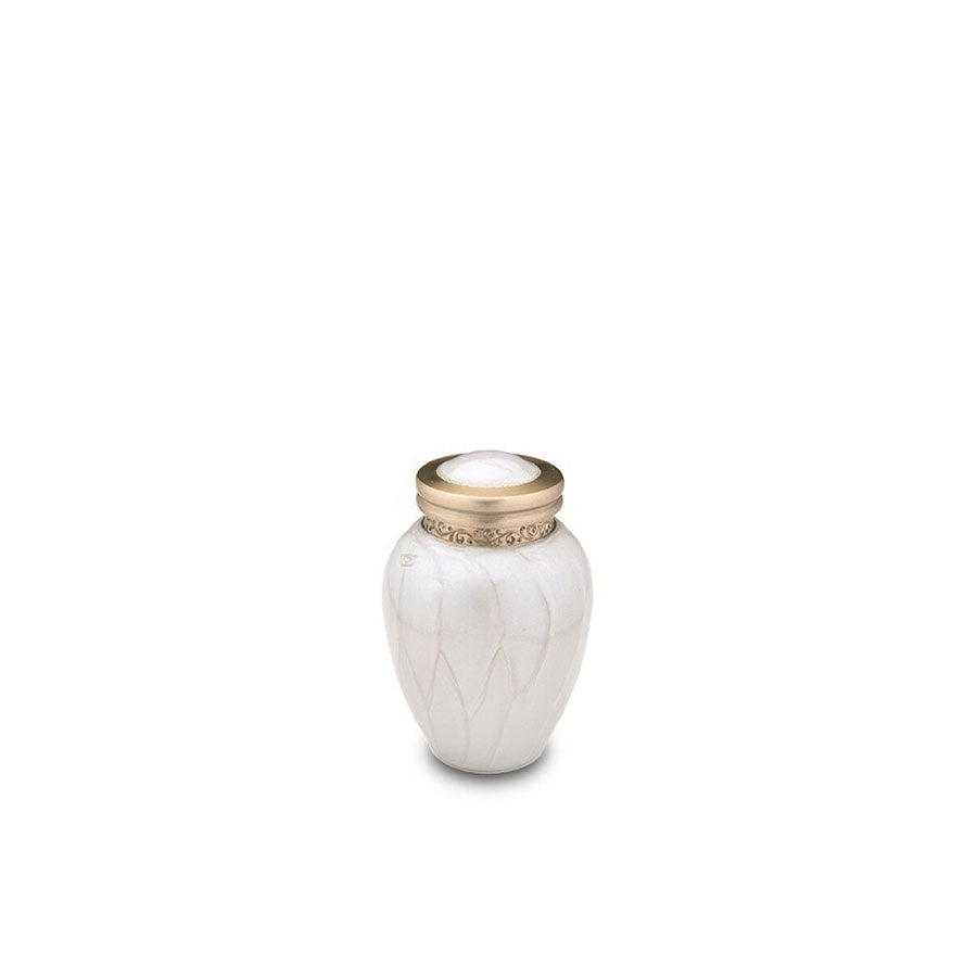 Blessing Keepsake Urn Pearl White & Bru Gold